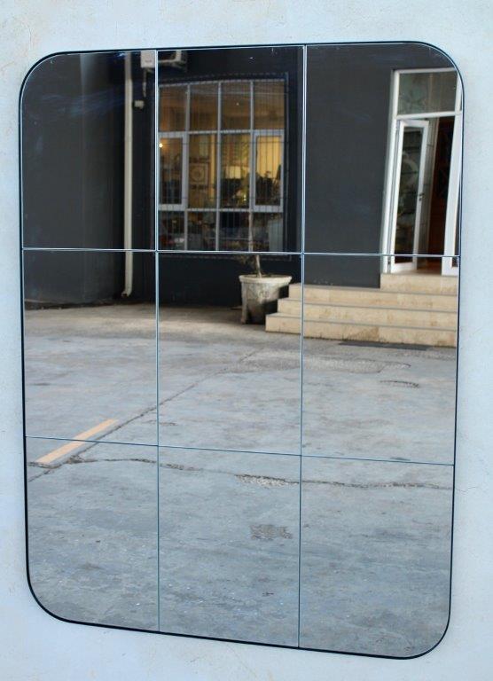 BLACK METAL 9 DIVISION MIRROR  120X90CM